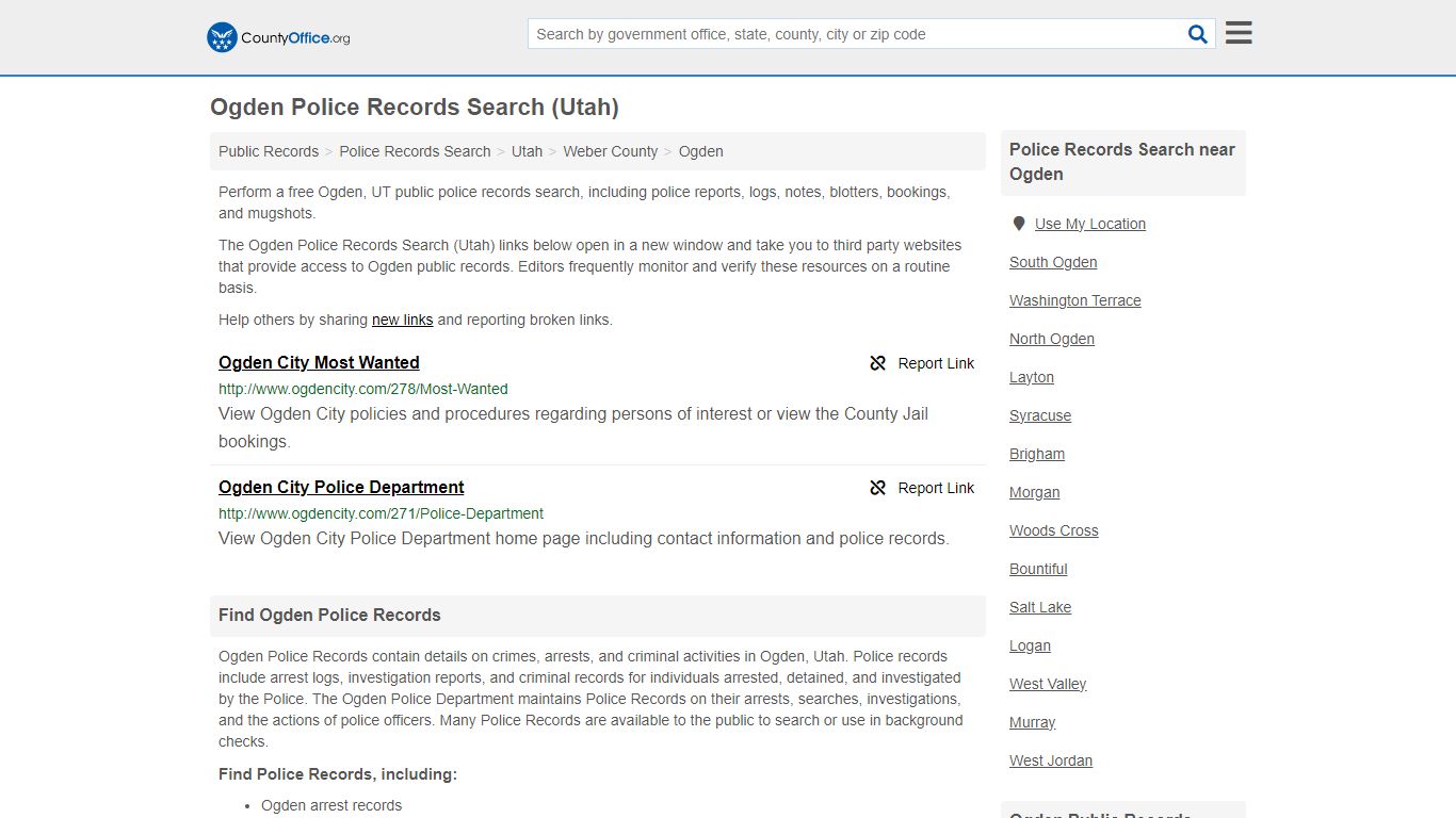 Police Records Search - Ogden, UT (Accidents & Arrest Records)
