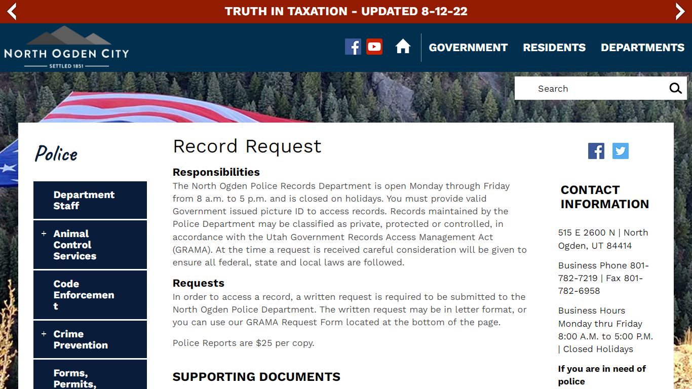 Record Request | North Ogden Utah