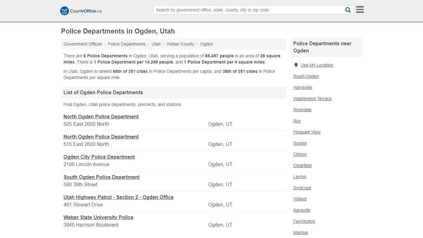 Police Departments - Ogden, UT (Arrest Records & Police Logs)